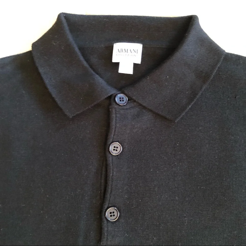 Armani Collezioni Cotton Knit Long Sleeve Polo - Picture 2 of 6